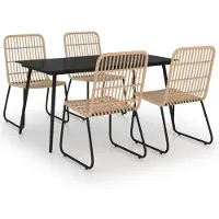 vidaXL Ensemble de jardin 5 pièces Poly rotin et verre