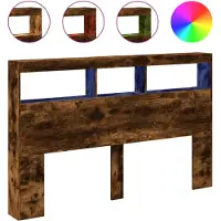 vidaXL Tête de lit LED avec étagère chêne fumé 160x17x102 cm