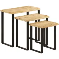 vidaXL Tables gigognes 3 pcs avec bord vivant bois de manguier massif
