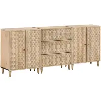 DKD Home Decor Armoires d'appoint 3 pcs. 60x33x75 cm bois massif mangue