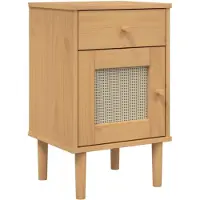 vidaXL Table de chevet SENJA aspect de rotin marron bois de pin massif