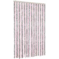 vidaXL Rideau anti-mouches gris argenté et rose 118x220 cm chenille