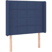 vidaXL Tête de lit avec oreilles bleu 93x16x118/128 cm Tissu