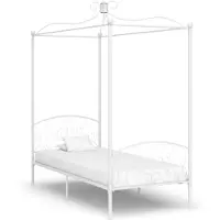 vidaXL Châssis de lit à baldaquin blanc métal 90 x 200 cm