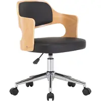 vidaXL Chaise de bureau pivotante noire bois courbé et similicuir
