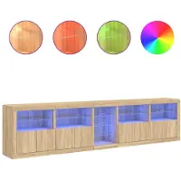 vidaXL Sideboard avec lampes LED Chêne Sonoma 283x37x67 cm