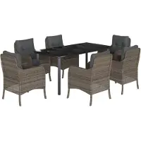 vidaXL Ensemble de jardin 7 pièces avec coussins Gris Poly rotin
