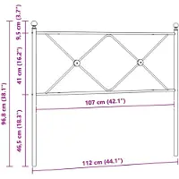 vidaXL Tête de lit de rechange en métal noir 107 cm