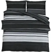vidaXL Ensemble de literie noir et blanc 155x220 cm coton