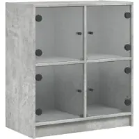 vidaXL Armoire d'appoint avec portes en verre gris béton 68x37x75,5 cm