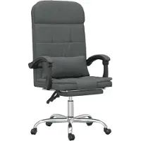 vidaXL Chaise de bureau avec fonction massage Gris foncé Tissu