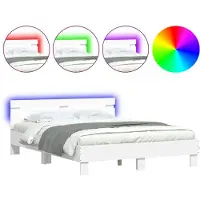 vidaXL Cadre de lit avec tête de lit éclairage LED blanc 140x200 cm