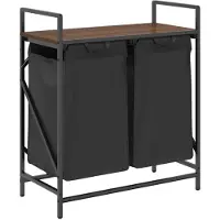 vidaXL Panier à linge à 2 compartiments avec étagère chêne brun