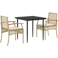 vidaXL Ensemble de jardin 3 pièces avec coussins Beige Poly Rattan
