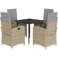 vidaXL Salon de jardin 5 pièces avec coussins Beige Poly Rattan