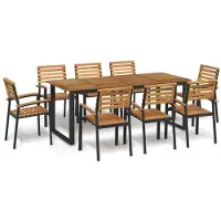 vidaXL Ensemble de jardin 9 pièces en bois massif d'acacia et métal