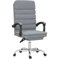 vidaXL Chaise de bureau avec fonction massage Gris clair Tissu