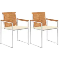 vidaXL Chaises de jardin avec coussins 2 pcs. Bois massif acacia et acier