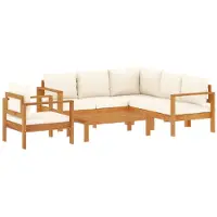 vidaXL Ensemble de 5 canapés de jardin avec coussins en bois massif d'acacia