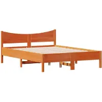 DKD Home Decor Lit en bois massif pin brun ciré 140x190 cm