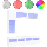 vidaXL Meuble TV 7 pièces avec lampes LED blanc