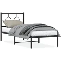 vidaXL Cadre de lit avec tête de lit en métal noir 80x200 cm