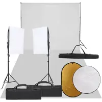vidaXL Kit de studio photo avec éclairage toile de fond et réflecteur