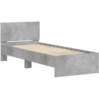 vidaXL Cadre de lit avec tête de lit gris béton 90x190 cm Bois composite