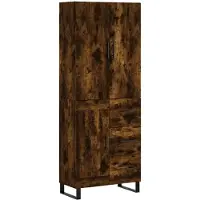 vidaXL Highboard chêne fumé 69,5x34x180 cm bois composite