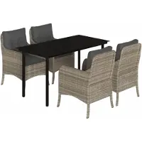 vidaXL Ensemble à manger de jardin et coussins 5 pcs gris clair rotin