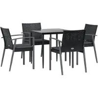 vidaXL Ensemble de jardin 5 pièces avec coussins Poly rotin et acier