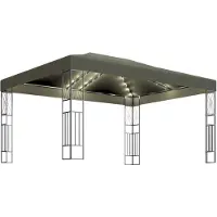 vidaXL Pavillon avec guirlande lumineuse LED 3x4 m Taupe Tissu