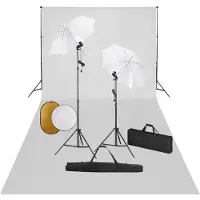 vidaXL Kit de studio photo avec lampes toile de fond et réflecteur