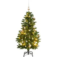 vidaXL Sapin de Noël artificiel articulé 150 LED et boules 120 cm