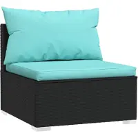 vidaXL Canapé de jardin central avec coussins noir Poly rotin