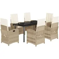 vidaXL Ensemble de jardin 7 pièces avec coussins Beige Poly rotin