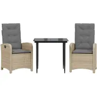 vidaXL Ensemble de jardin 3 pièces avec coussins Mélange beige Poly rotin