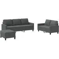 vidaXL Ensemble de canapés 3 pcs avec coussins Gris foncé Tissu