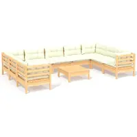 vidaXL 10-tlg. Set de salon de jardin avec baisers en crème Kiefernholz