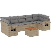 vidaXL Ensemble de jardin canapé 8 pièces avec coussins Beige Poly Rattan