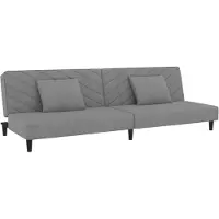 vidaXL Canapé-lit à 2 places avec deux oreillers Gris clair Velours