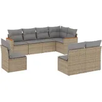 vidaXL Ensemble de jardin canapé 8 pièces avec coussins Beige Poly Rattan