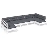 vidaXL Ensemble salon de jardin 7 pièces avec coussins blanc pin massif