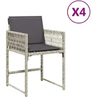 vidaXL Chaises de jardin avec coussins 4 pcs. Gris clair Poly rotin