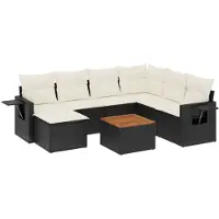 vidaXL Ensemble de jardin canapé 8 pièces avec coussins noir poly rotin