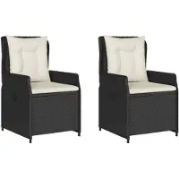 vidaXL Fauteuil de jardin 2 pcs. Réglable Noir Poly Rattan
