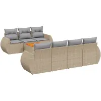 vidaXL Ensemble de jardin canapé 8 pièces avec coussins Beige Poly Rattan