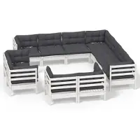 vidaXL Ensemble salon de jardin 11 pièces avec coussins blanc pin massif