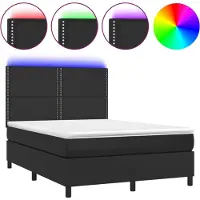 vidaXL Lit Boxspring avec matelas & LED Noir 140x200 cm Similicuir