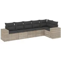 vidaXL Ensemble de salon de jardin 6 pièces avec coussins gris clair Poly rotin